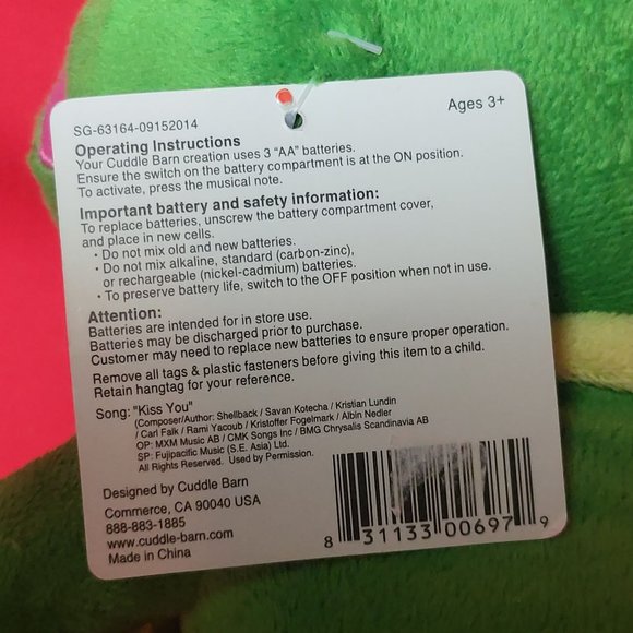 Cuddle Barn Kiss Me Cutie Frog Plush Singing Kiss Me - Picture 9 of 12